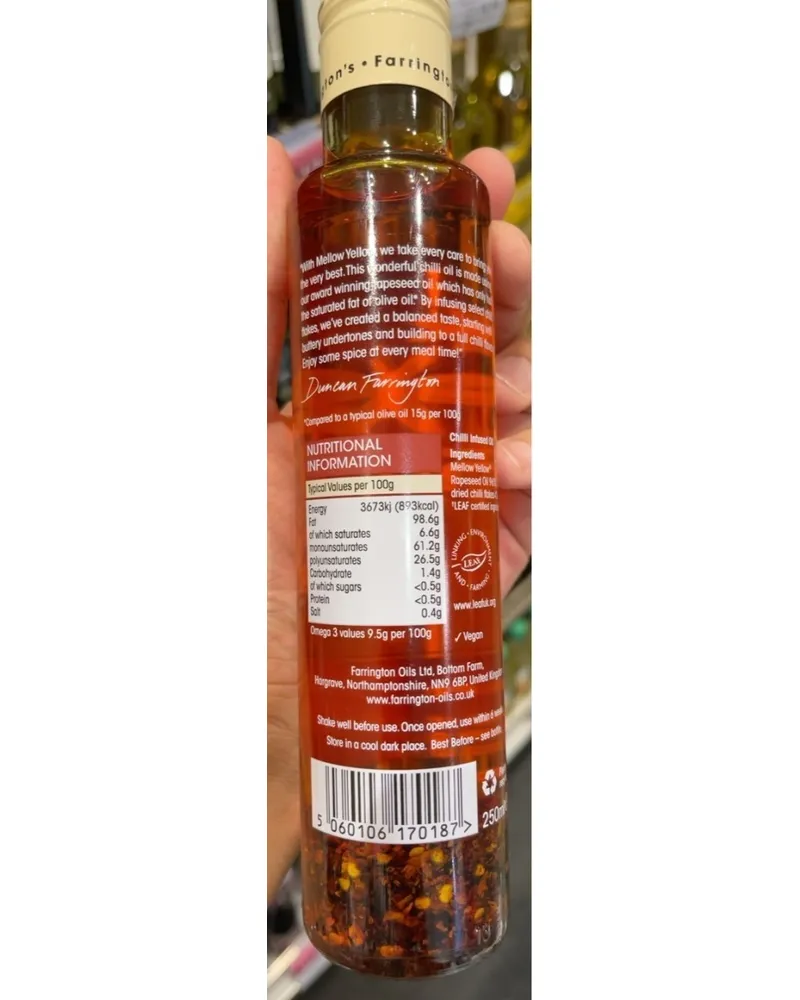 Photo of Mellow Yellow Chilli oil by Farrington’s